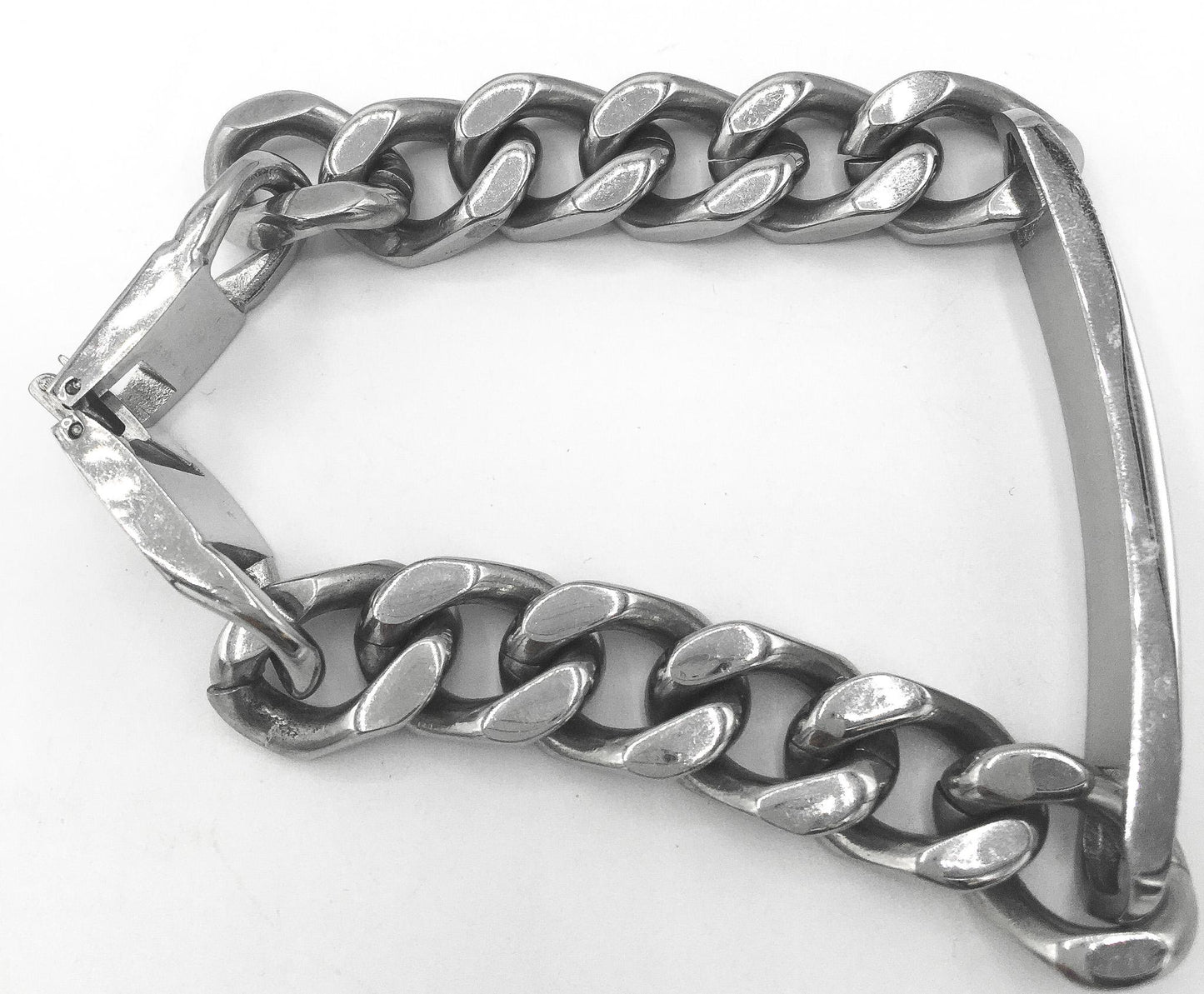 Stainless Steel Harley Davidson Silver 5mm Chain Link Bracelet, 9", Harley Biker Motorcycle Bracelet