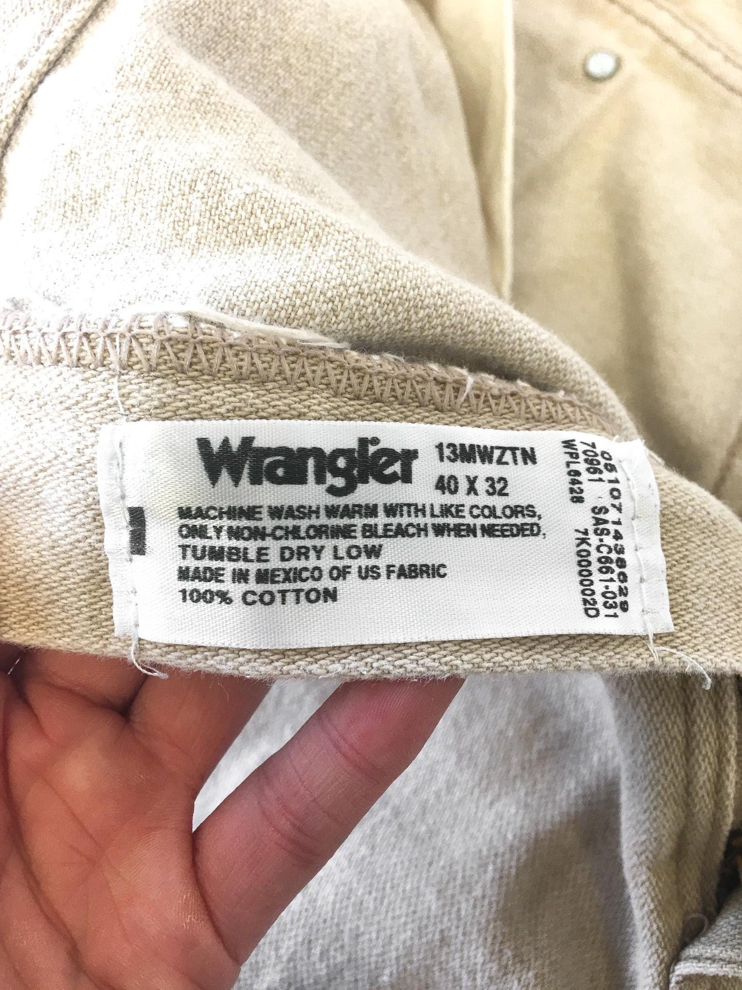 Vintage Wrangler Beige Straight Leg Denim Jeans, Men's Sz. 39" x 30", Vintage Western Pants