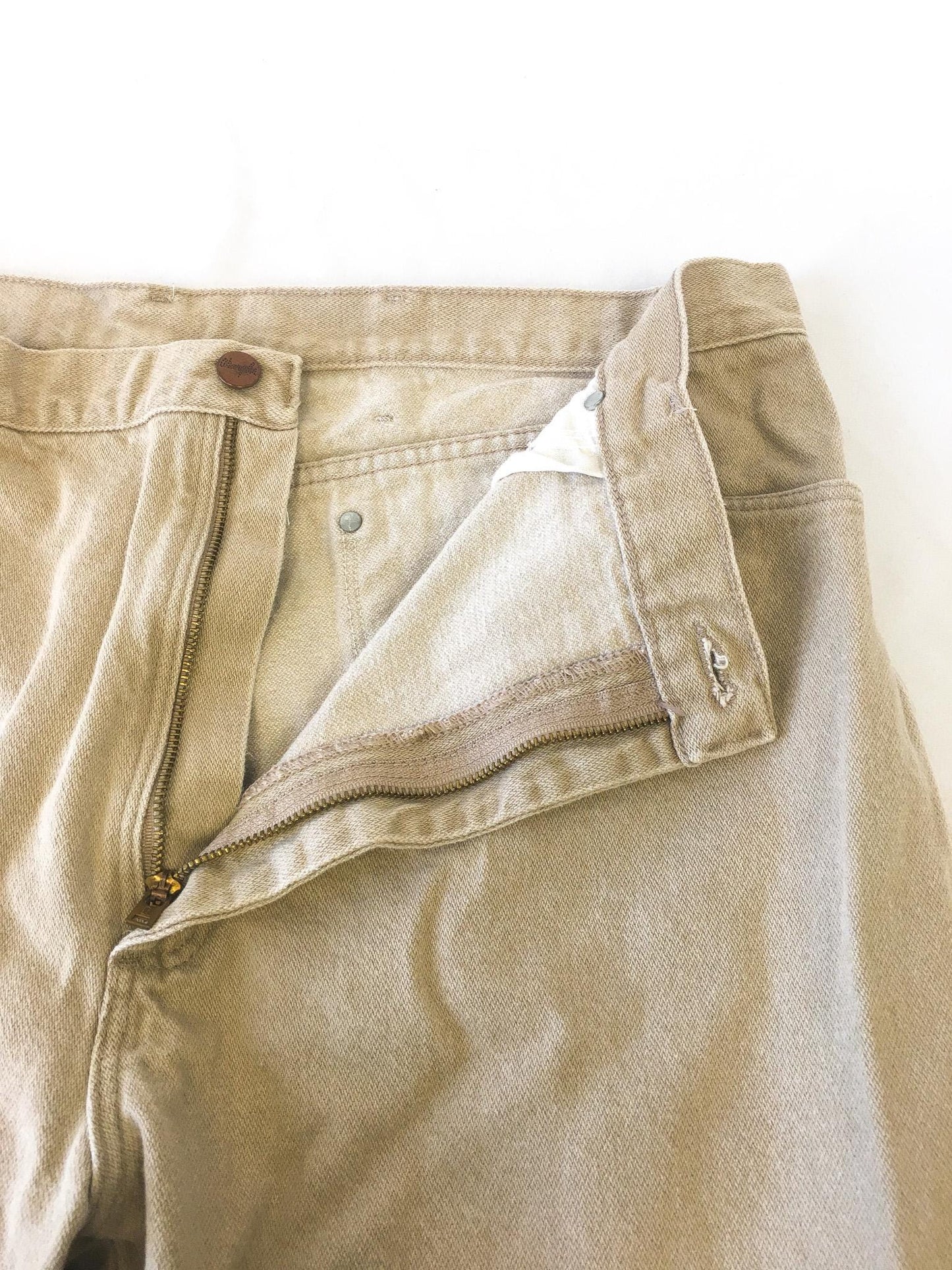 Vintage Wrangler Beige Straight Leg Denim Jeans, Men's Sz. 39" x 30", Vintage Western Pants