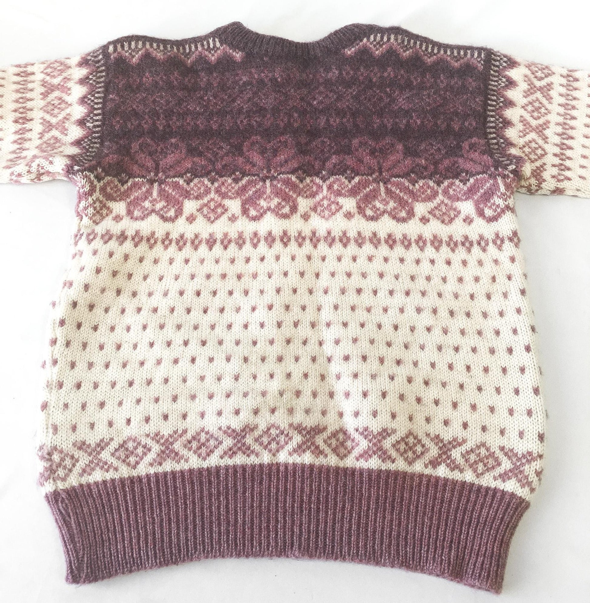 Vintage Dale of Norway Mauve Cream/Beige Wool Crewneck Sweater, Women's Sz. 40, Approx. Sz. XS/S, Vintage Nordic Sweater