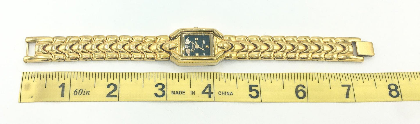 Rushmore Black Hills Gold Gold Toned Leaf Adjustable Watch, In Working Condition, 7.5"