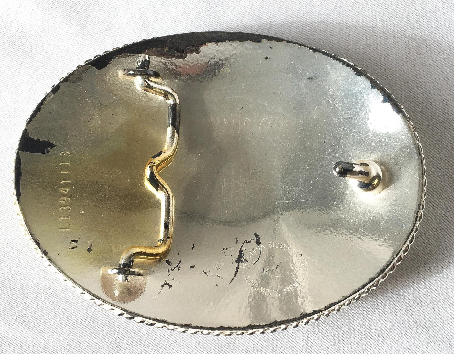 Vintage Montana Silversmiths Gold Silver Tractor Belt Buckle, Vintage Western Belt Buckle