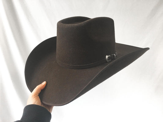 Vintage Texas Hat Company Chocolate Brown Cowboy Hat with Silver Buckle Band Detail, Sz. 7 3/8, Vintage Western Hat