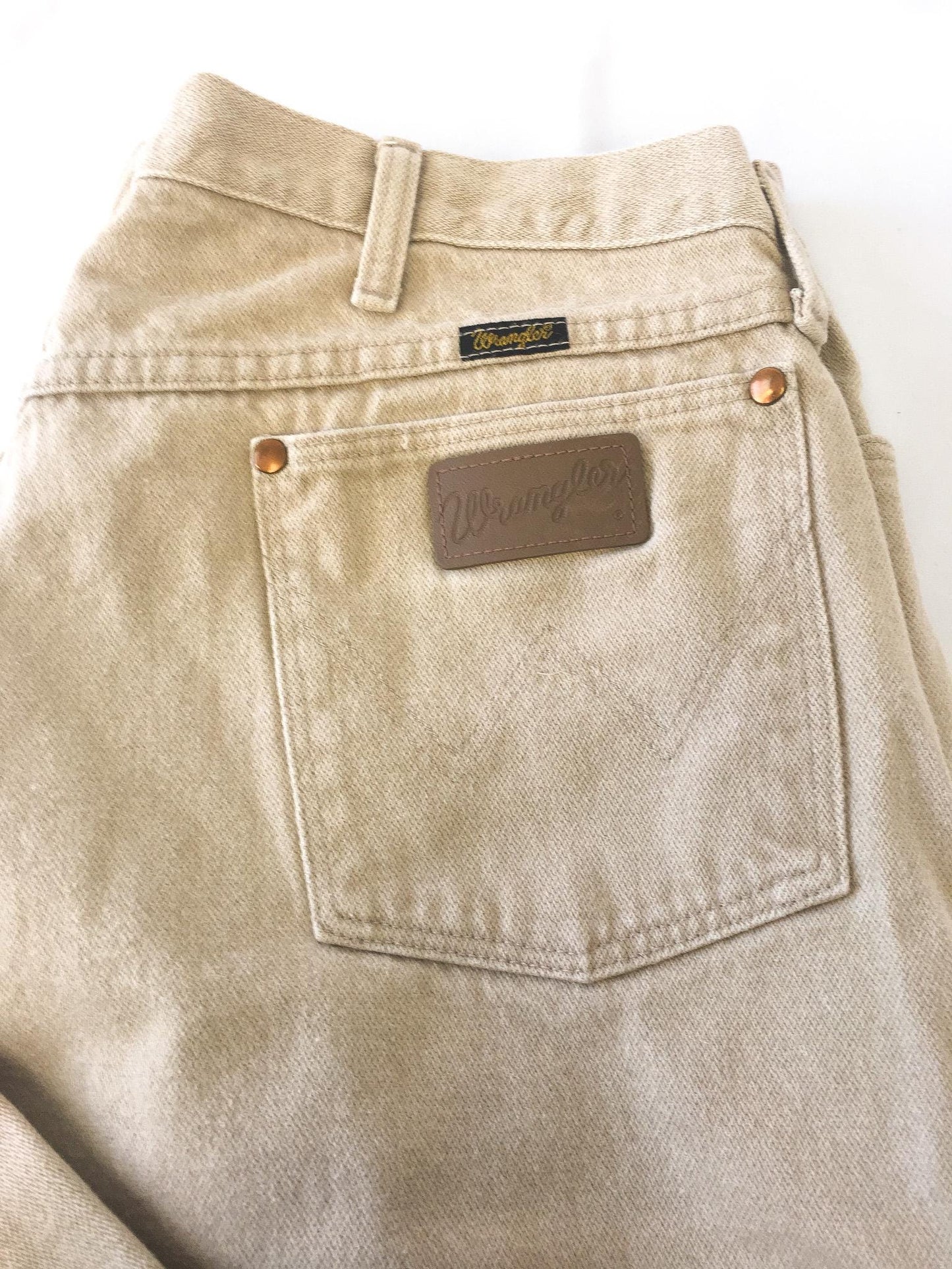 Vintage Wrangler Beige Straight Leg Denim Jeans, Men's Sz. 39" x 30", Vintage Western Pants