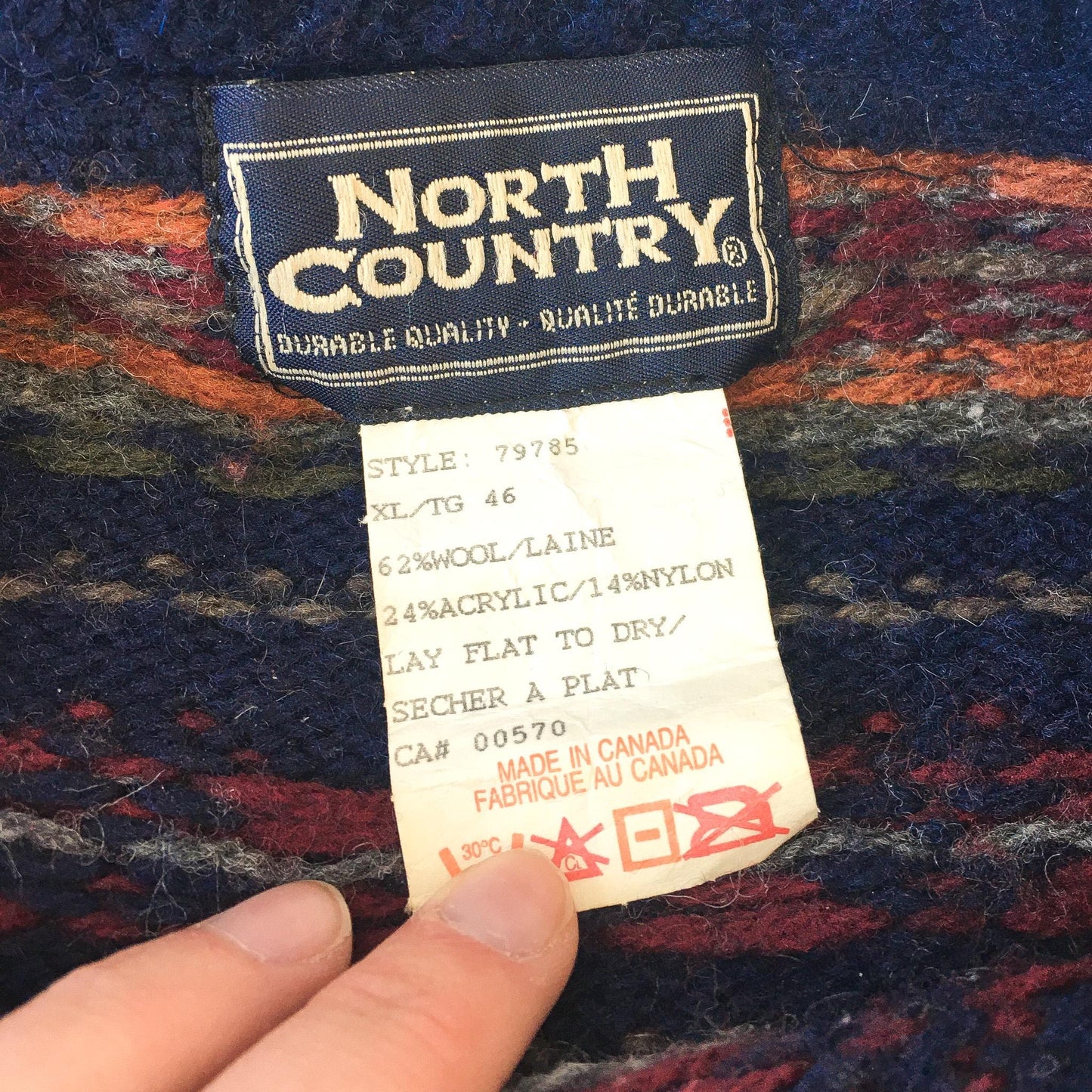 Vintage North Country Navy Striped Fair Isle Wool Mohair Blend Sweater, Men's Sz. 46/XL, Vintage Nordic Sweater