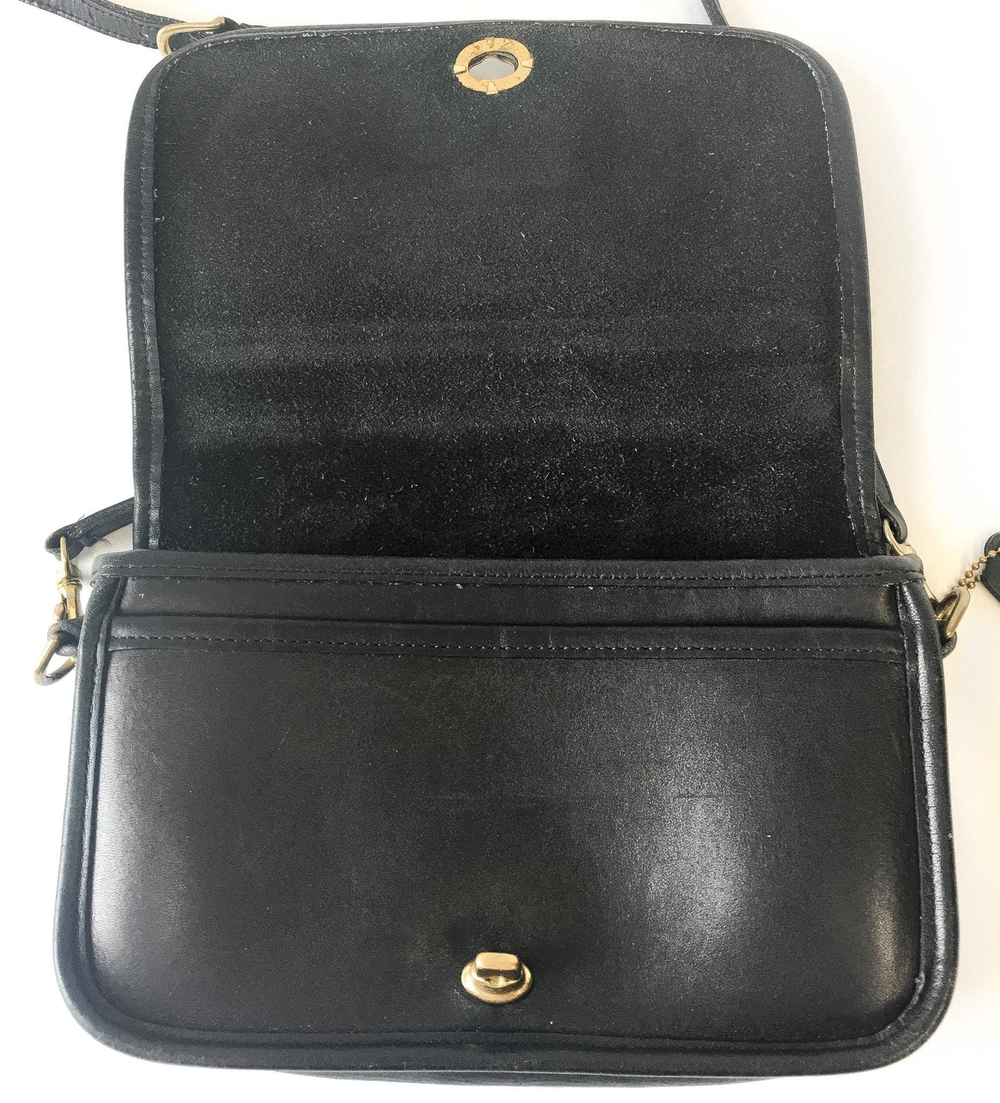 Vintage Coach Black Leather Pocket Purse, Style #9755, Vintage Coach Crossbody Handbag