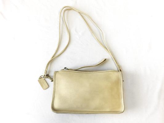 70s Coach Leatherware "Basic Bag" in Bone, Bonnie Cashin Coach Bag, Made in NYC