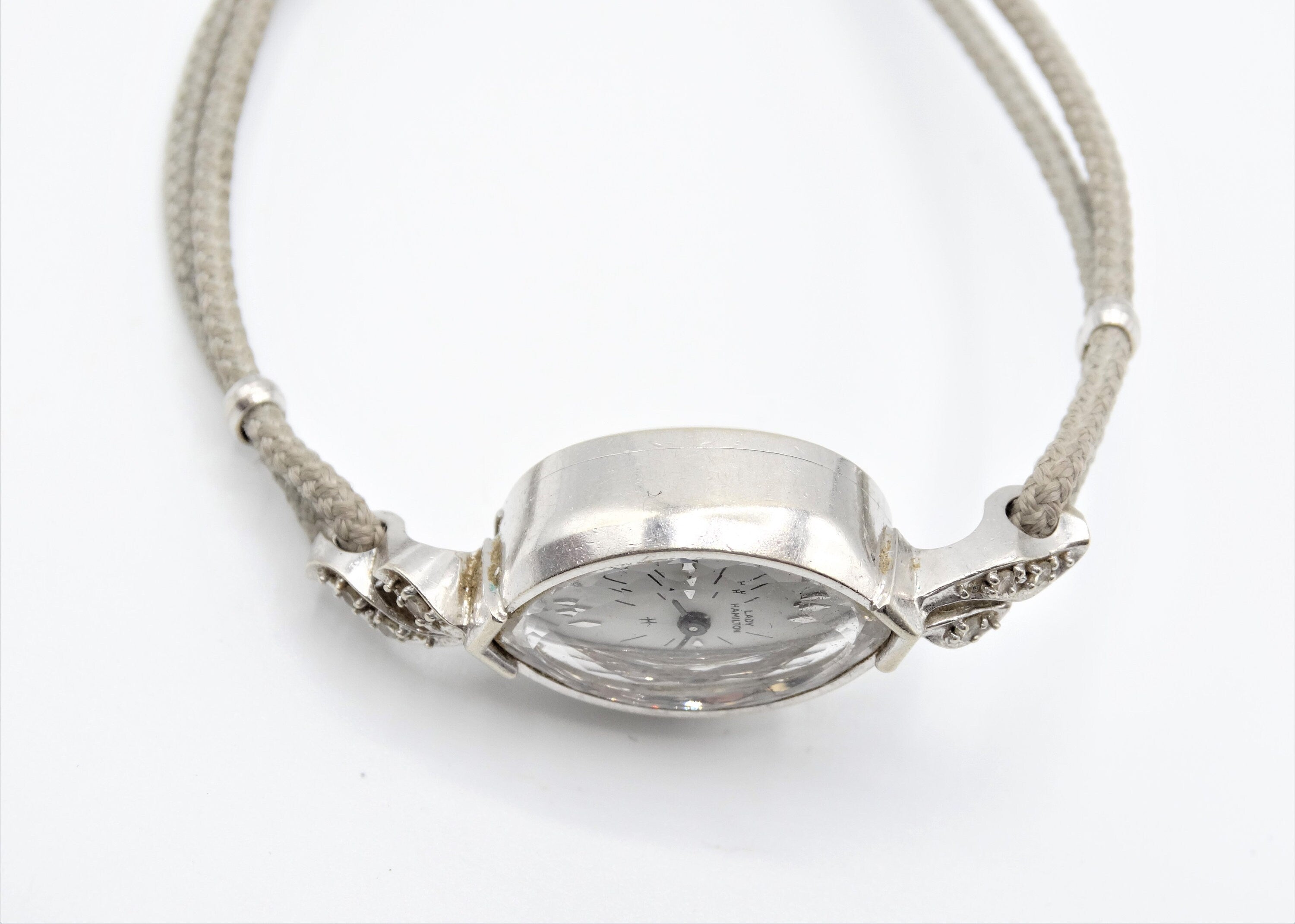 Vintage hamilton 14k on sale white gold ladies watch