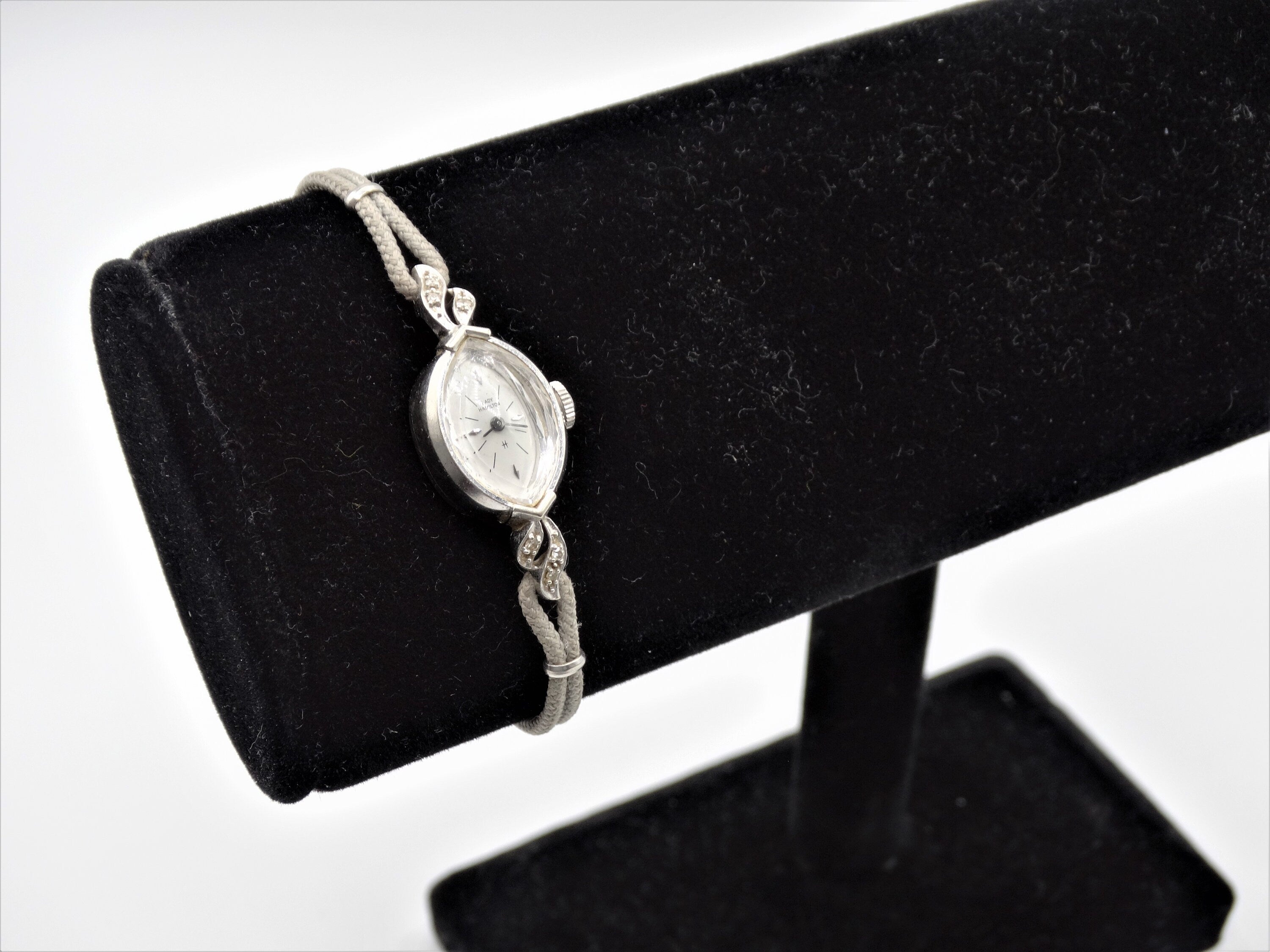 Vintage 1924 LADY HAMILTON 14K White Gold and Diamond Petite Wrist