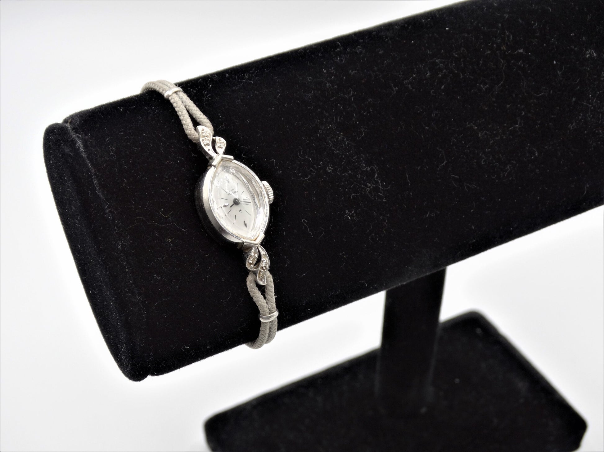 Vintage 1924 LADY HAMILTON 14K White Gold and Diamond Petite Wrist Watch, Collectors Designer Watch, Minimalist Estate Jewelry