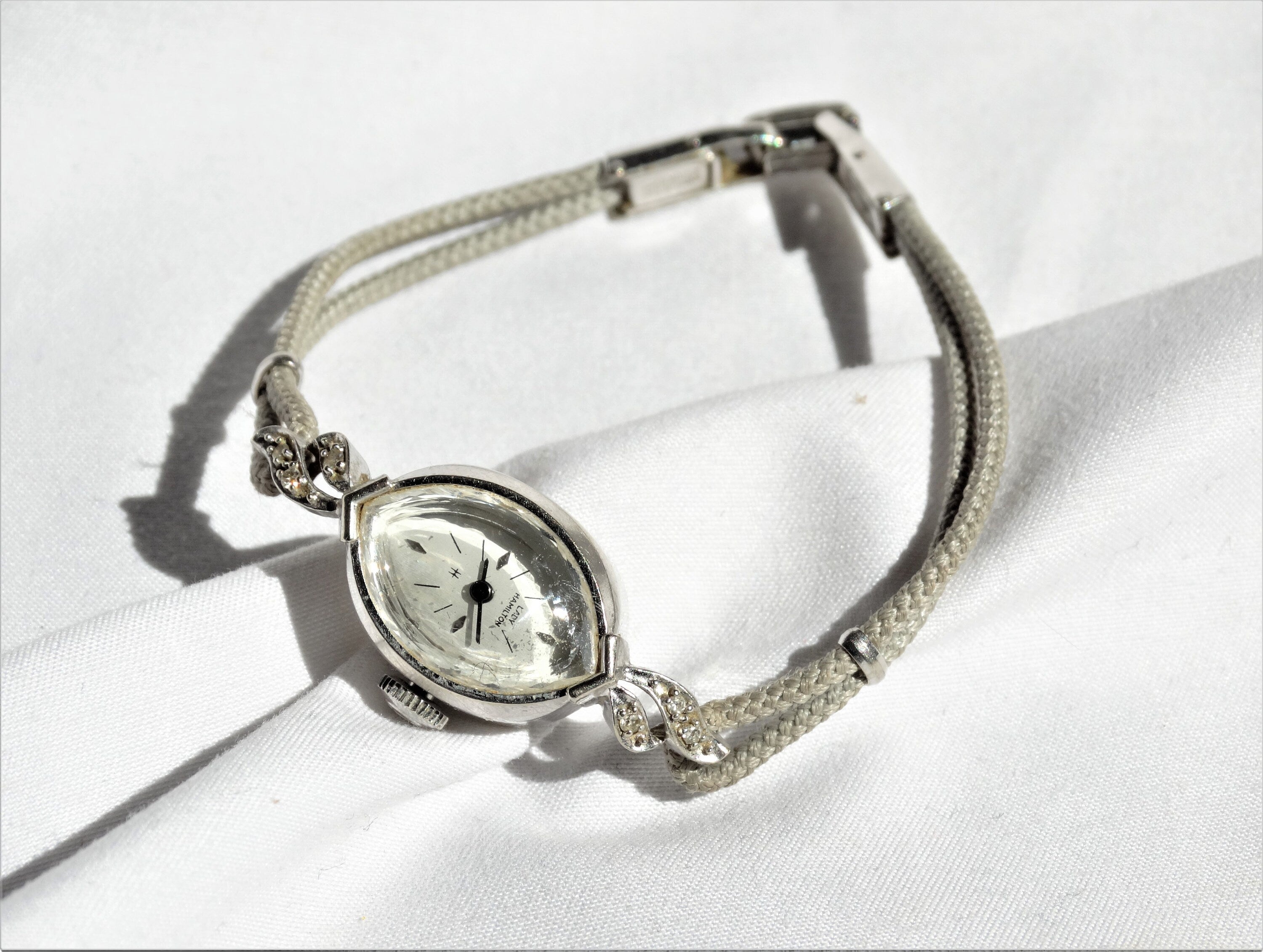 Vintage hamilton 14k deals white gold ladies watch