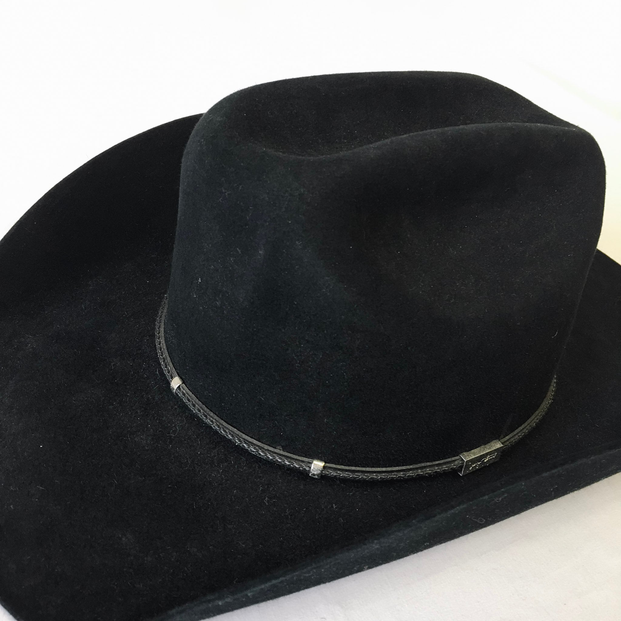 Long Oval Black Resistol 4X Beaver Western Cowboy Hat, sz. 7 1/4