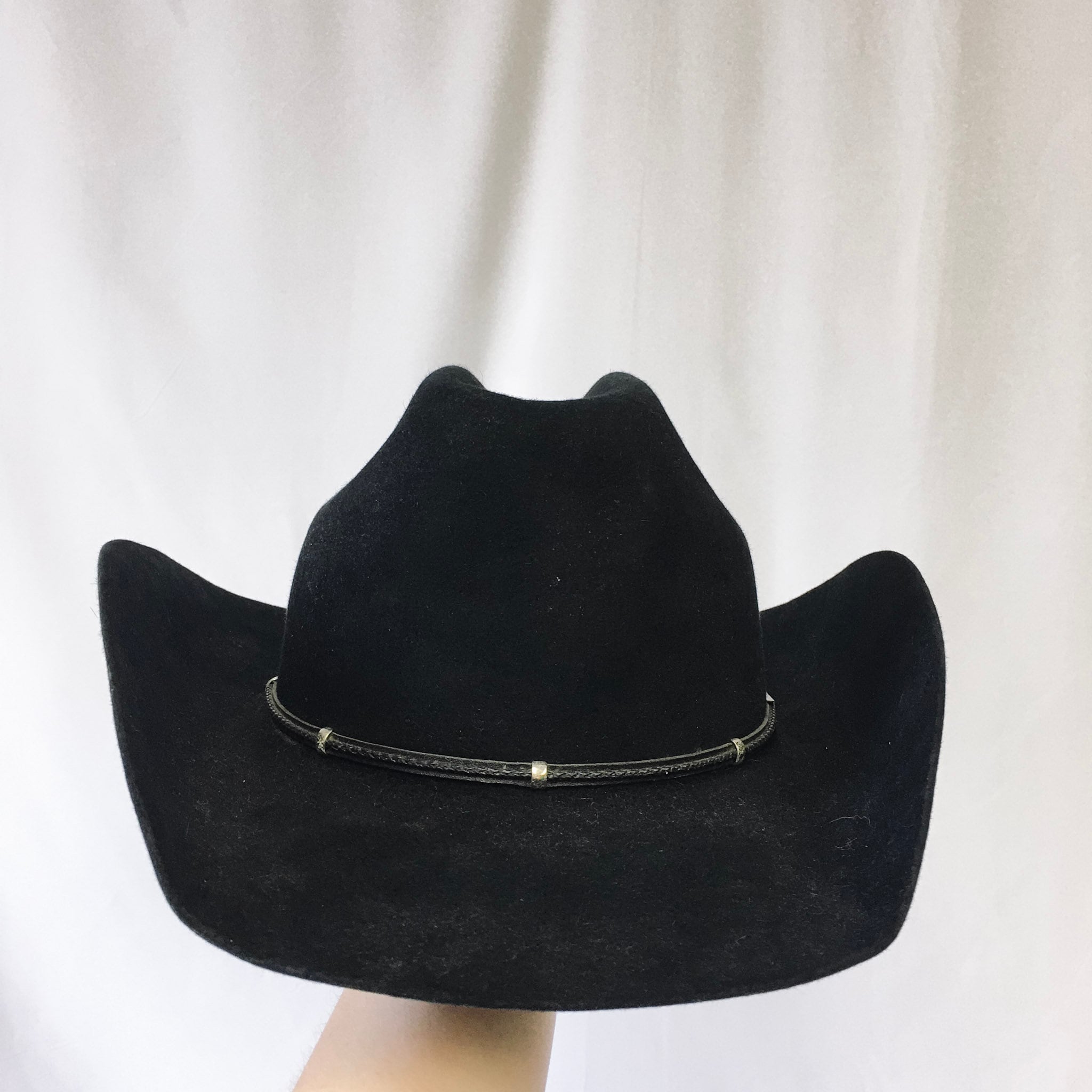 Long Oval Black Resistol 4X Beaver Western Cowboy Hat, sz. 7 1/4