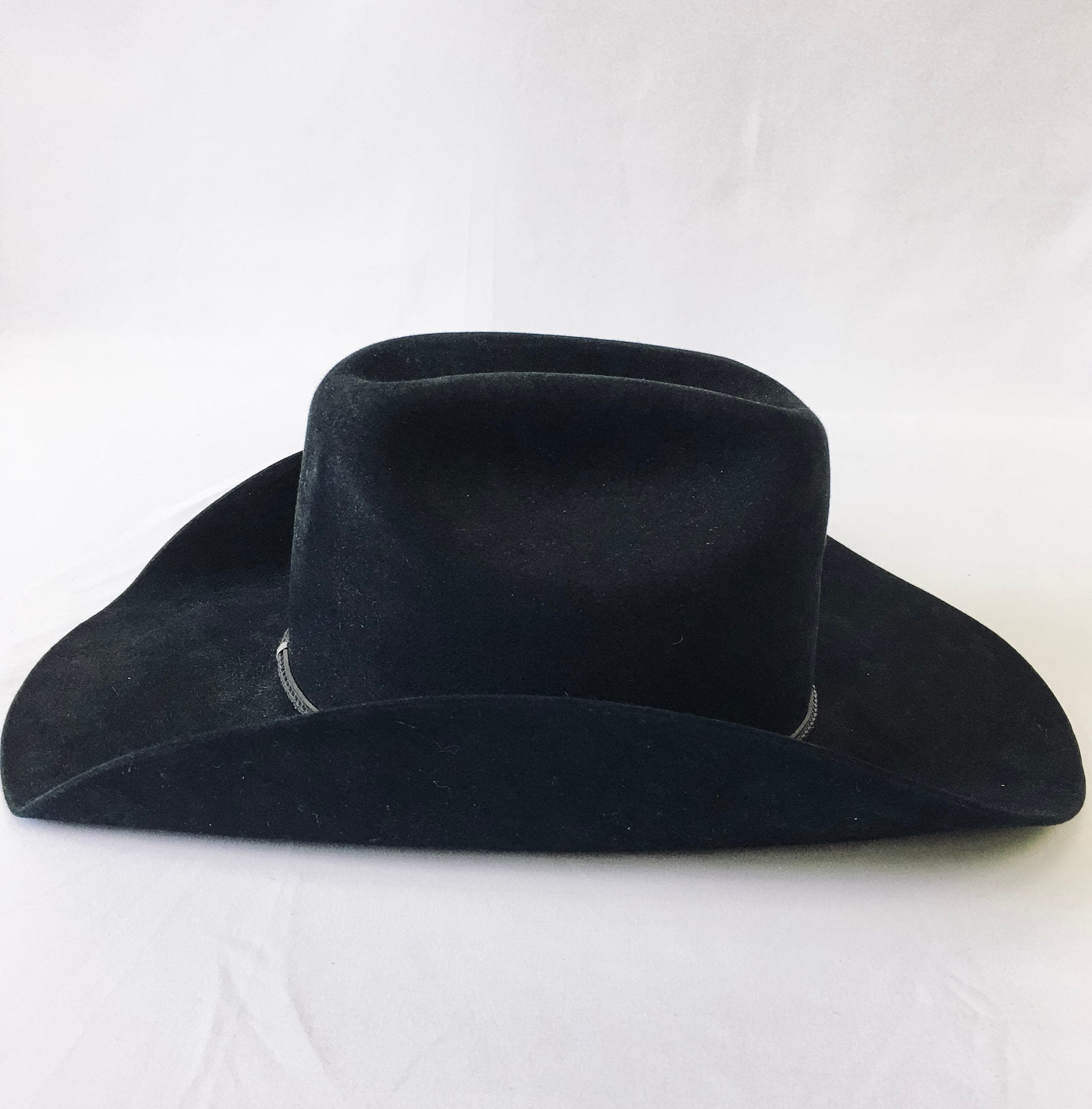 Long Oval Black Resistol 4X Beaver Western Cowboy Hat, sz. 7 1/4