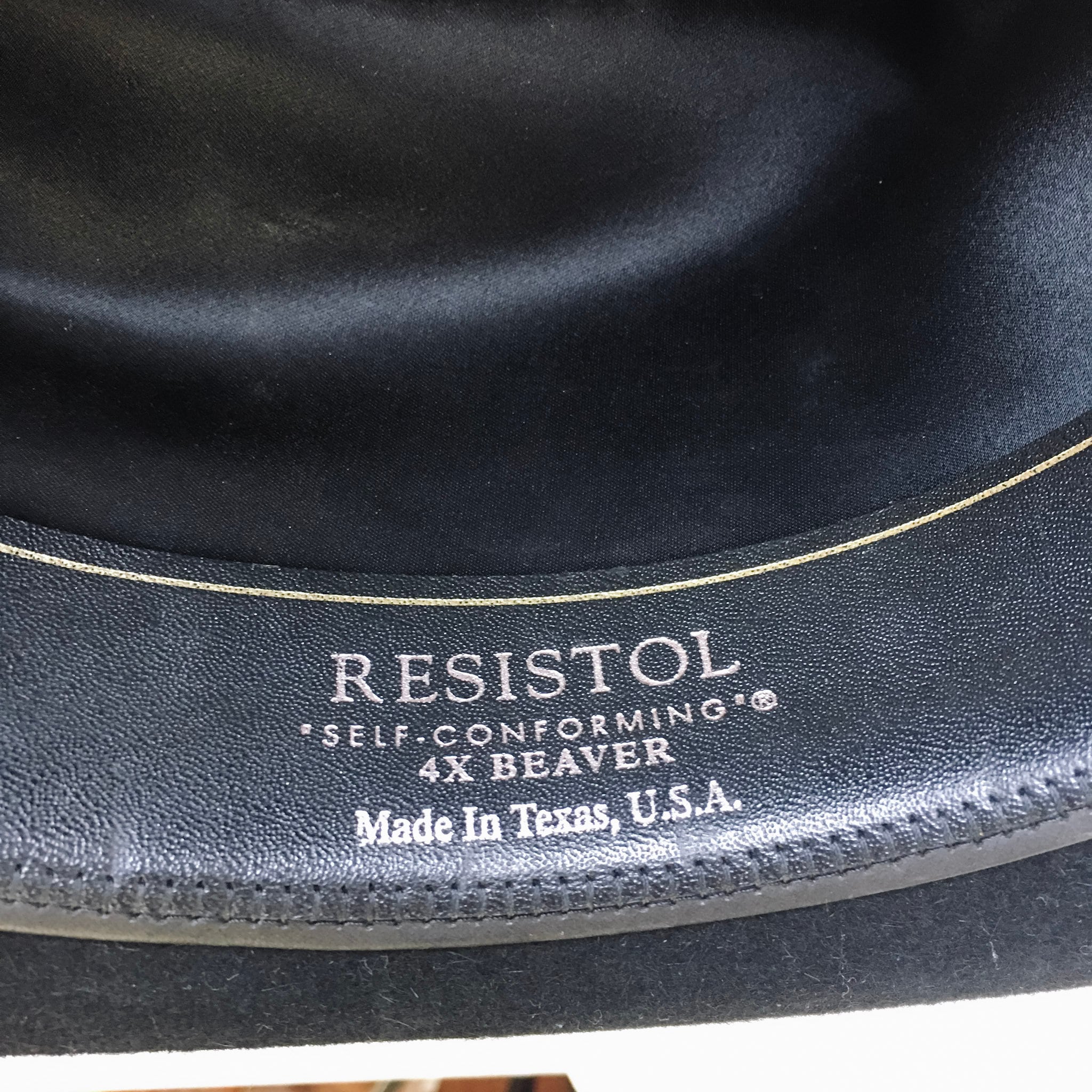 Long Oval Black Resistol 4X Beaver Western Cowboy Hat, sz. 7 1/4