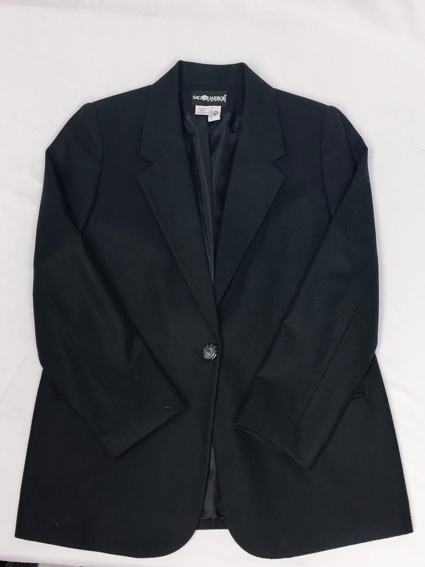 Vintage Wool Sag Harbor Petite Women's Black Blazar/Sports Coat, sz. 8p