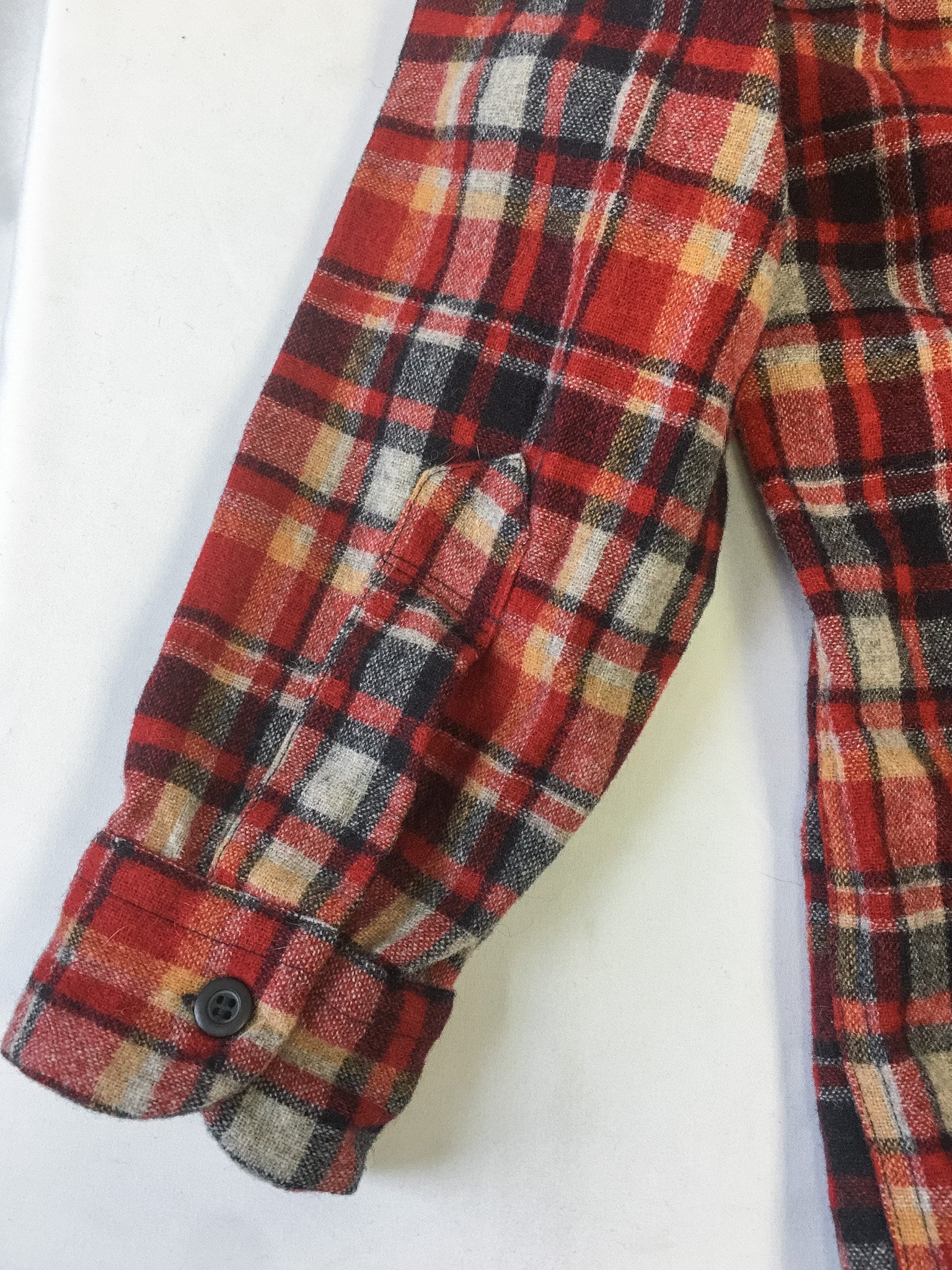 Vintage 1970s Pendleton Wool Red and Yellow Plaid Button Down, Men's Sz.  XL, 70s 100% Wool Pendleton Shirt