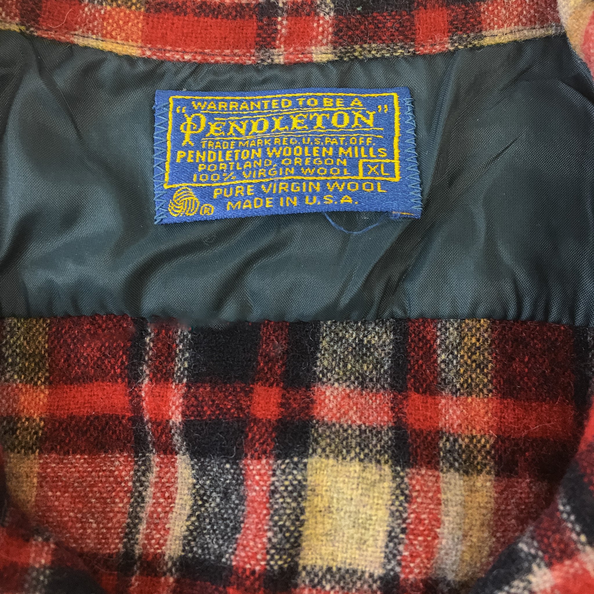 Vintage 1970s Pendleton Wool Red and Yellow Plaid Button Down