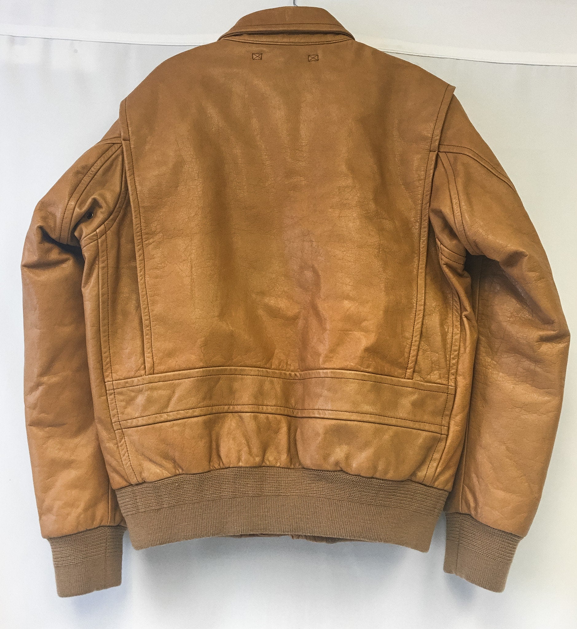 Vintage Eddie Bauer Tan/Light Brown Goose Down Leather Bomber