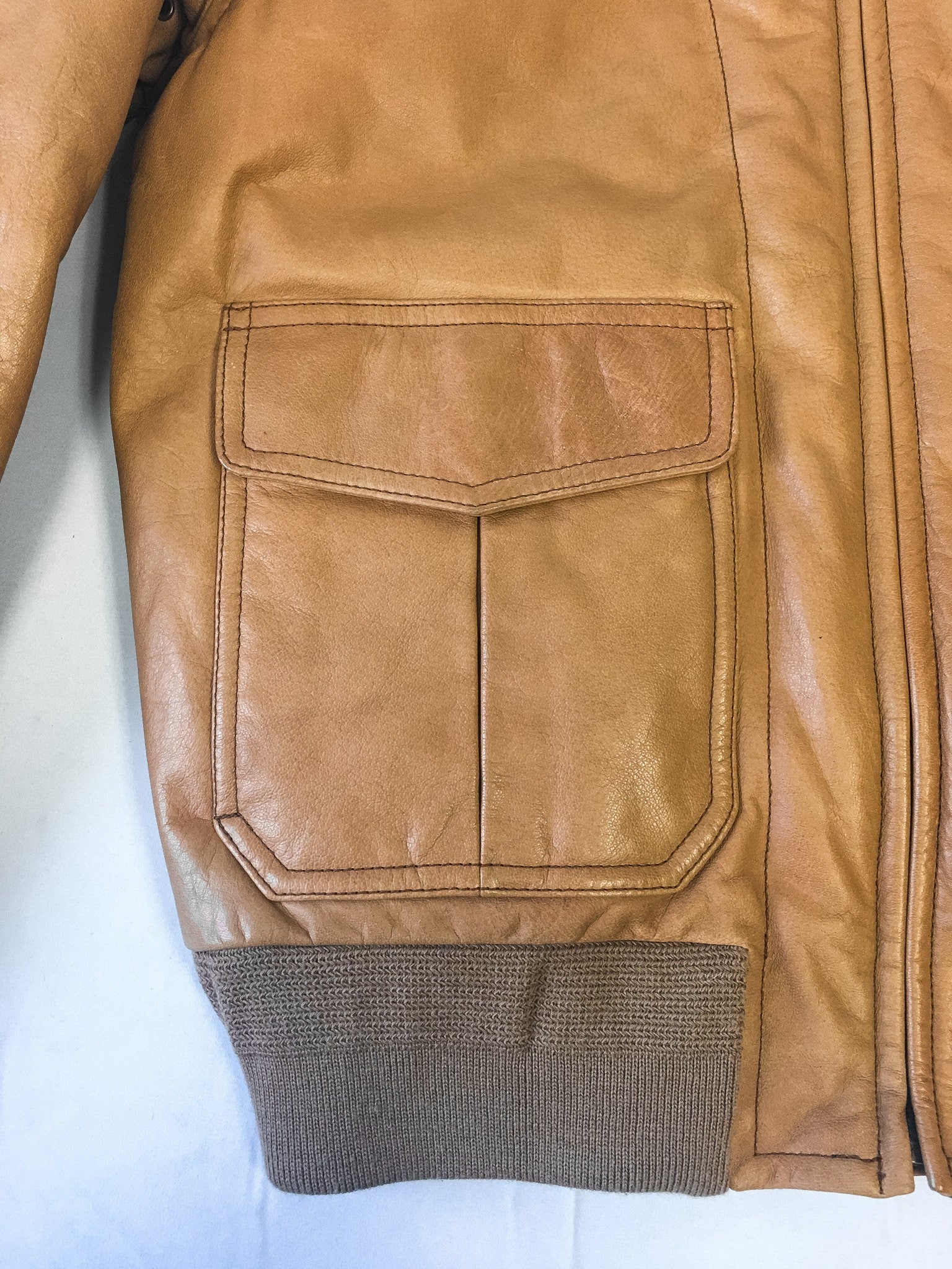 Vintage Eddie Bauer Tan/Light Brown Goose Down Leather Bomber