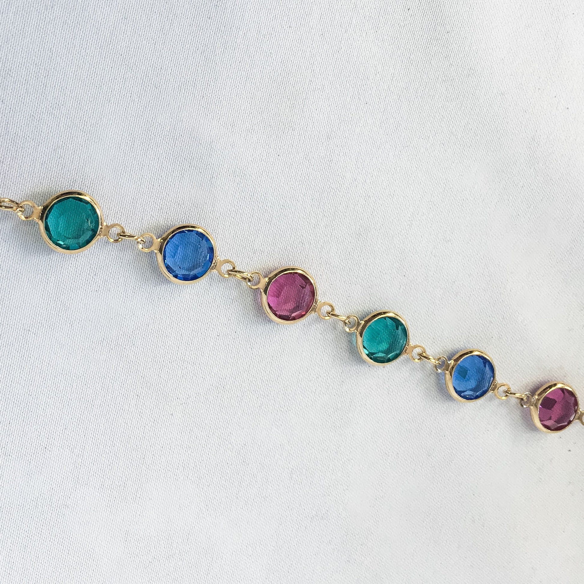 Vintage Swarovski Multi-Color Crystal Gold Tone Necklace