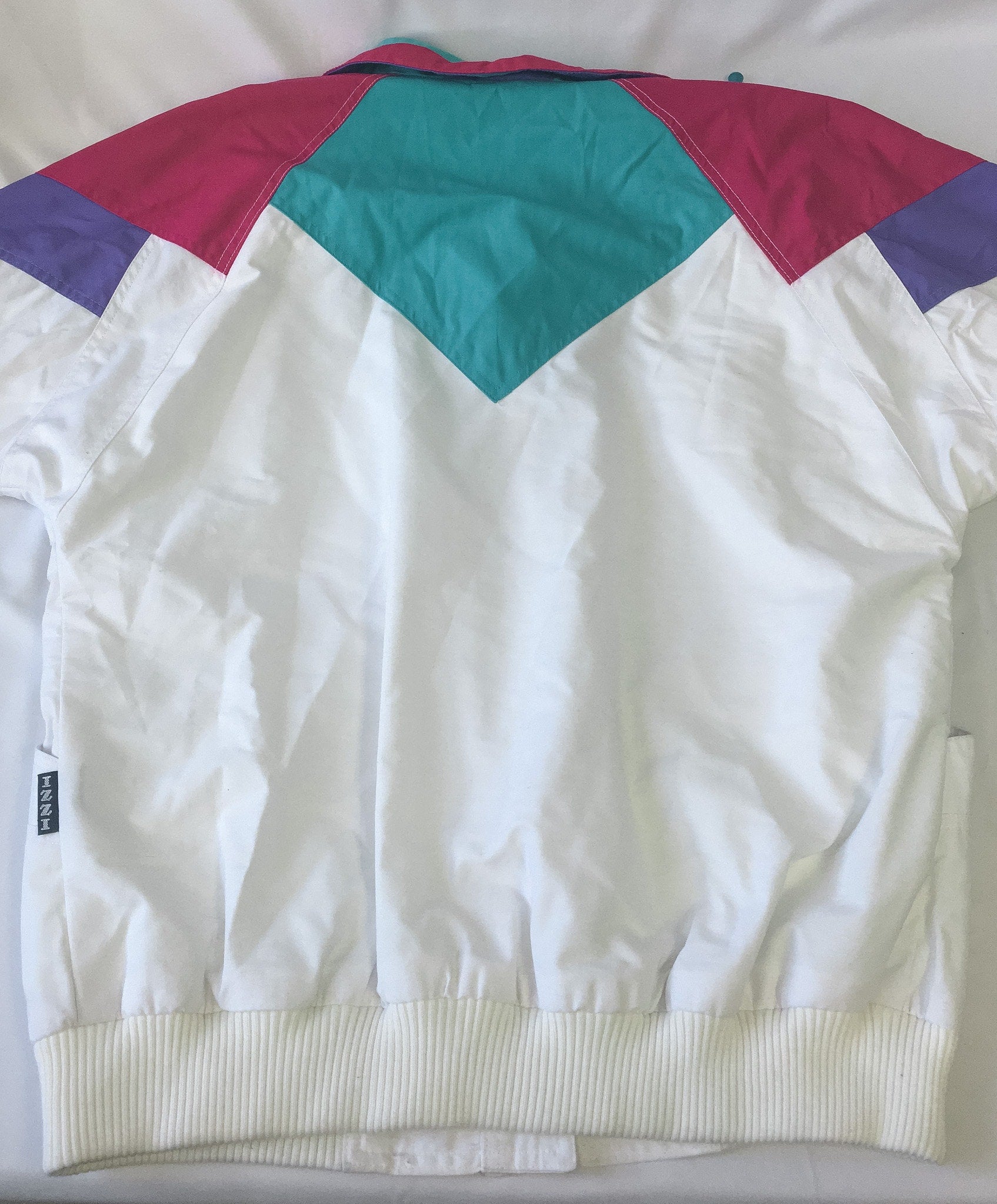 Vintage 90s Innovations by IZZI White Color-Block Light Jacket, Sz. M