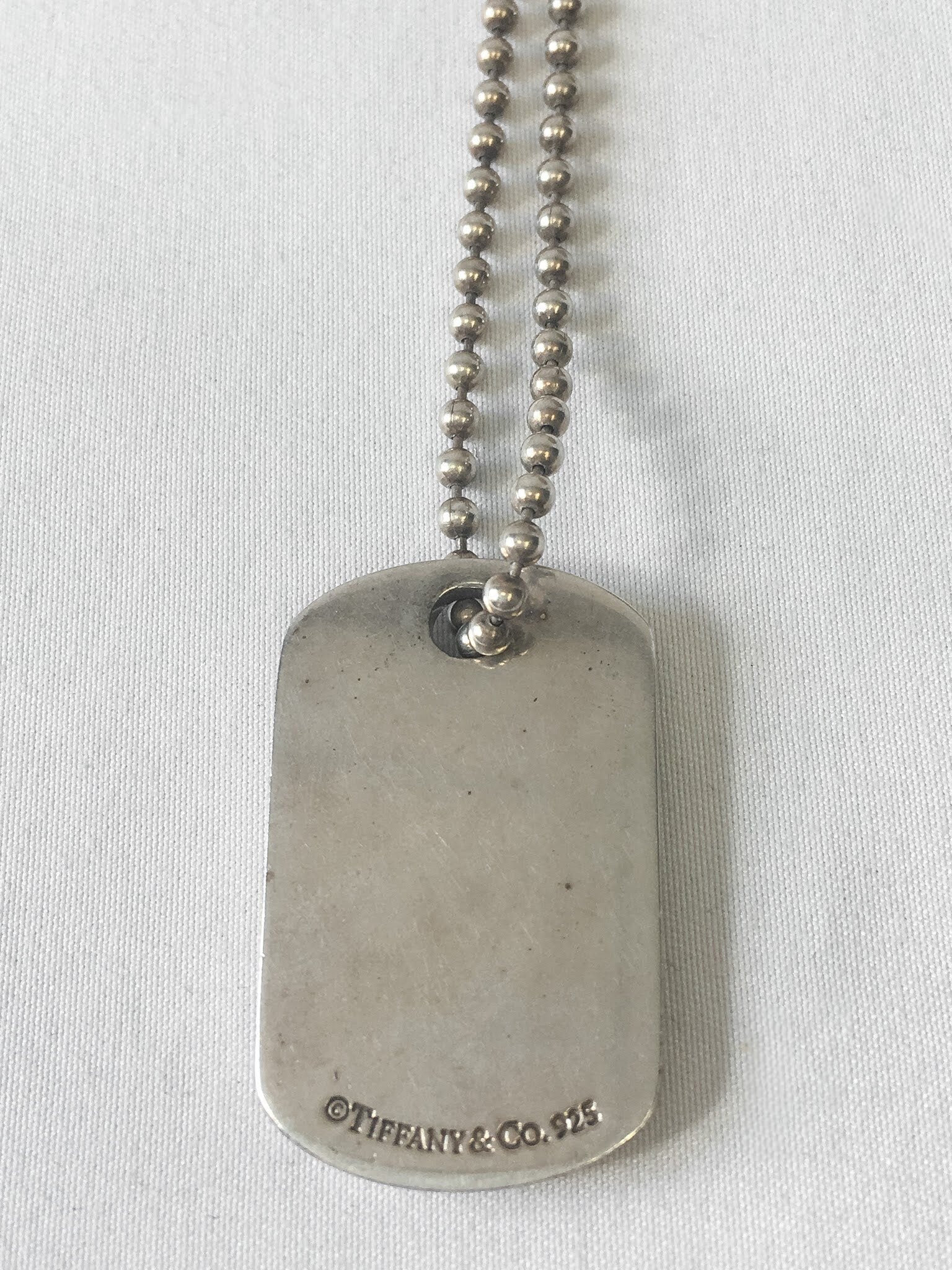 Vintage Tiffany and Co 925 Dog Tag Necklace, 925 T&CO 1837, Vintage Tiffany Silver