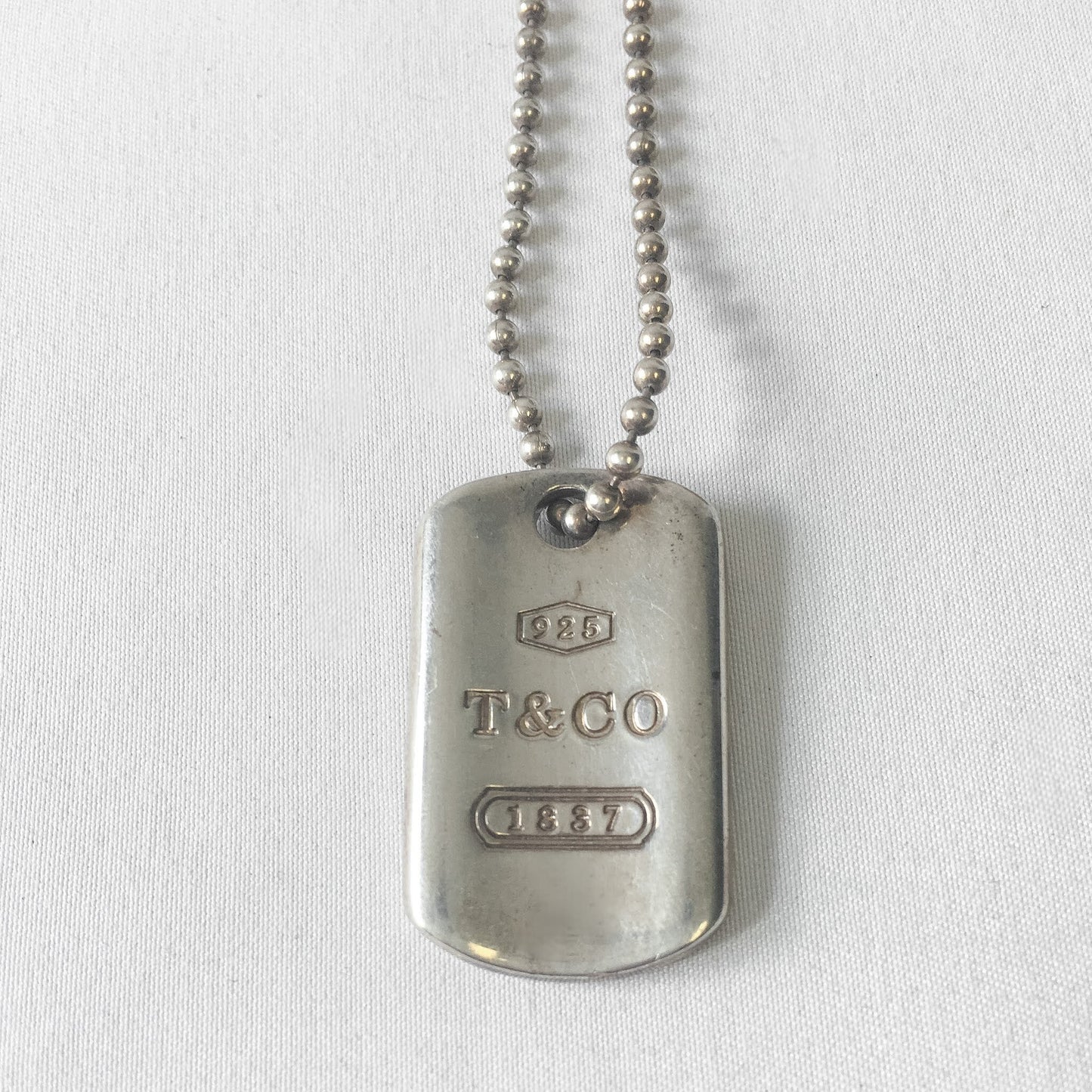 Vintage Tiffany and Co 925 Dog Tag Necklace, 925 T&CO 1837, Vintage Tiffany Silver